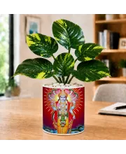 Artificial Tree Ceramic Photo Pot With White Stones 3x4 Inch (F166560)