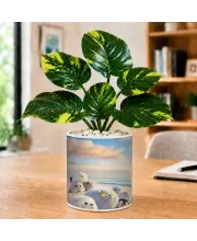 Artificial Tree Ceramic Photo Pot With White Stones 3x4 Inch (F166563)