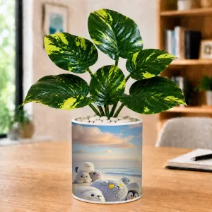 Artificial Tree Ceramic Photo Pot With White Stones 3x4 Inch (F166563) Artificial Tree Ceramic Photo Pot With White Stones 3x4 Inch (F166563)