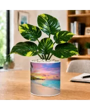 Artificial Tree Ceramic Photo Pot With White Stones 3x4 Inch (F166565)