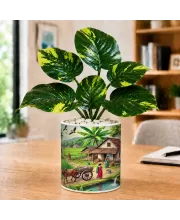 Artificial Tree Ceramic Photo Pot With White Stones 3x4 Inch (F166566)