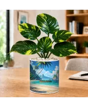 Artificial Tree Ceramic Photo Pot With White Stones 3x4 Inch (F166567)