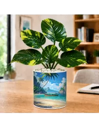 Artificial Tree Ceramic Photo Pot With White Stones 3x4 Inch (F166567)
