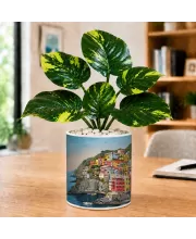 Artificial Tree Ceramic Photo Pot With White Stones 3x4 Inch (F166570)