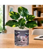 Artificial Tree Ceramic Photo Pot With White Stones 3x4 Inch (F166575)