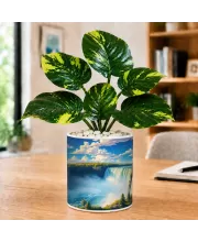 Artificial Tree Ceramic Photo Pot With White Stones 3x4 Inch (F166579)