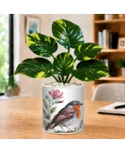 Artificial Tree Ceramic Photo Pot With White Stones 3x4 Inch (F166580)