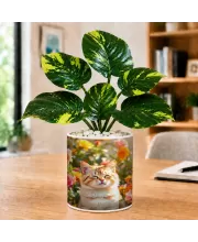 Artificial Tree Ceramic Photo Pot With White Stones 3x4 Inch (F166586)