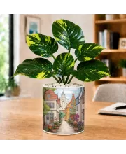 Artificial Tree Ceramic Photo Pot With White Stones 3x4 Inch (F166587)