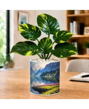Artificial Tree Ceramic Photo Pot With White Stones 3x4 Inch (F166591)