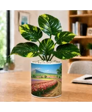 Artificial Tree Ceramic Photo Pot With White Stones 3x4 Inch (F166599)