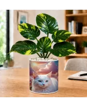 Artificial Tree Ceramic Photo Pot With White Stones 3x4 Inch (F166601)