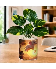 Artificial Tree Ceramic Photo Pot With White Stones 3x4 Inch (F166603)