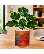 Artificial Tree Ceramic Photo Pot With White Stones 3x4 Inch (F166604)