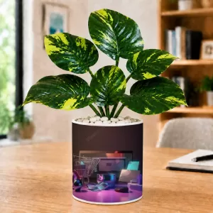 Artificial Tree Ceramic Photo Pot With White Stones 3x4 Inch (F166606) Artificial Tree Ceramic Photo Pot With White Stones 3x4 Inch (F166606)