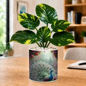 Artificial Tree Ceramic Photo Pot With White Stones 3x4 Inch (F166608)