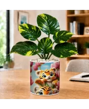 Artificial Tree Ceramic Photo Pot With White Stones 3x4 Inch (F166617)