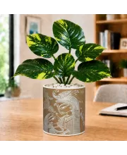 Artificial Tree Ceramic Photo Pot With White Stones 3x4 Inch (F166619)
