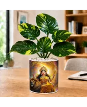 Artificial Tree Ceramic Photo Pot With White Stones 3x4 Inch (F166623)