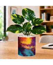 Artificial Tree Ceramic Photo Pot With White Stones 3x4 Inch (F166628)