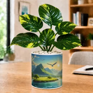 Artificial Tree Ceramic Photo Pot With White Stones 3x4 Inch (F166631) Artificial Tree Ceramic Photo Pot With White Stones 3x4 Inch (F166631)