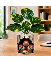 Artificial Tree Ceramic Photo Pot With White Stones 3x4 Inch (F166646)