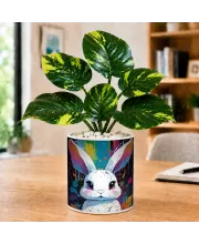 Artificial Tree Ceramic Photo Pot With White Stones 3x4 Inch (F166647)