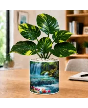 Artificial Tree Ceramic Photo Pot With White Stones 3x4 Inch (F166649)