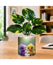 Artificial Tree Ceramic Photo Pot With White Stones 3x4 Inch (F166652)