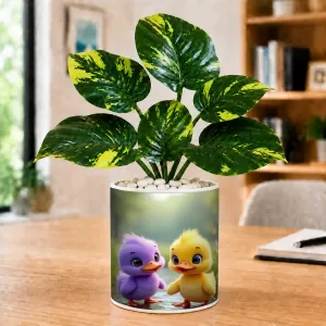 Artificial Tree Ceramic Photo Pot With White Stones 3x4 Inch (F166652)
