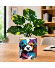 Artificial Tree Ceramic Photo Pot With White Stones 3x4 Inch (F166658)