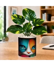 Artificial Tree Ceramic Photo Pot With White Stones 3x4 Inch (F166662)