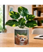 Artificial Tree Ceramic Photo Pot With White Stones 3x4 Inch (F166663)