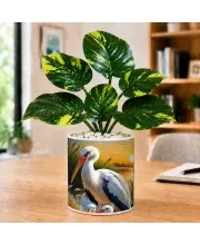 Artificial Tree Ceramic Photo Pot With White Stones 3x4 Inch (F166666)