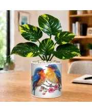 Artificial Tree Ceramic Photo Pot With White Stones 3x4 Inch (F166669)