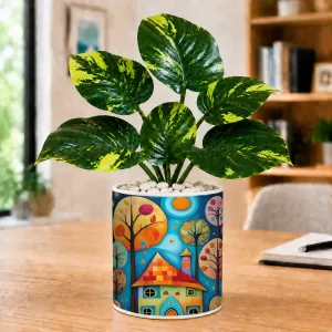 Artificial Tree Ceramic Photo Pot With White Stones 3x4 Inch (F166670) Artificial Tree Ceramic Photo Pot With White Stones 3x4 Inch (F166670)