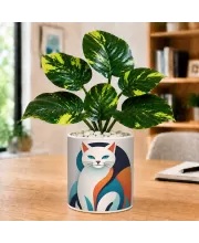 Artificial Tree Ceramic Photo Pot With White Stones 3x4 Inch (F166674)
