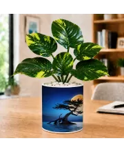 Artificial Tree Ceramic Photo Pot With White Stones 3x4 Inch (F166675)