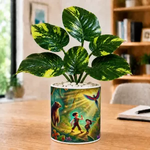 Artificial Tree Ceramic Photo Pot With White Stones 3x4 Inch (F166677) Artificial Tree Ceramic Photo Pot With White Stones 3x4 Inch (F166677)