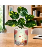 Artificial Tree Ceramic Photo Pot With White Stones 3x4 Inch (F166678)