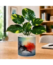 Artificial Tree Ceramic Photo Pot With White Stones 3x4 Inch (F166679)