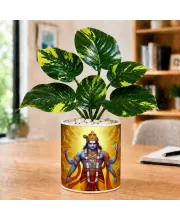 Artificial Tree Ceramic Photo Pot With White Stones 3x4 Inch (F166680)