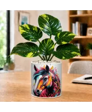 Artificial Tree Ceramic Photo Pot With White Stones 3x4 Inch (F166684)