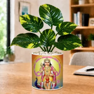 Artificial Tree Ceramic Photo Pot With White Stones 3x4 Inch (F166687)