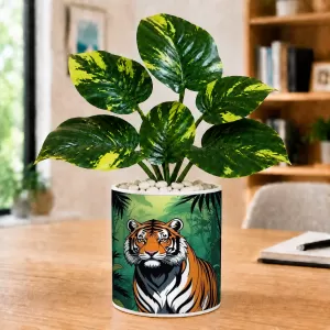 Artificial Tree Ceramic Photo Pot With White Stones 3x4 Inch (F166689)