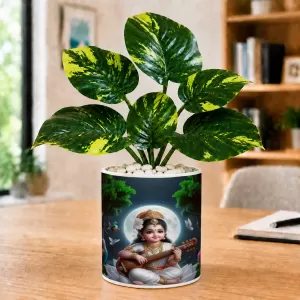 Artificial Tree Ceramic Photo Pot With White Stones 3x4 Inch (F166692) Artificial Tree Ceramic Photo Pot With White Stones 3x4 Inch (F166692)