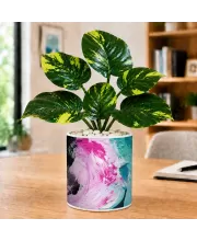 Artificial Tree Ceramic Photo Pot With White Stones 3x4 Inch (F166697)