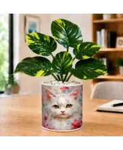 Artificial Tree Ceramic Photo Pot With White Stones 3x4 Inch (F166699)