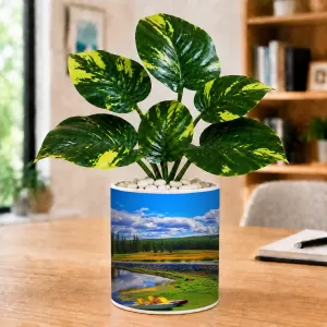 Artificial Tree Ceramic Photo Pot With White Stones 3x4 Inch (F166702) Artificial Tree Ceramic Photo Pot With White Stones 3x4 Inch (F166702)