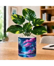 Artificial Tree Ceramic Photo Pot With White Stones 3x4 Inch (F166704)